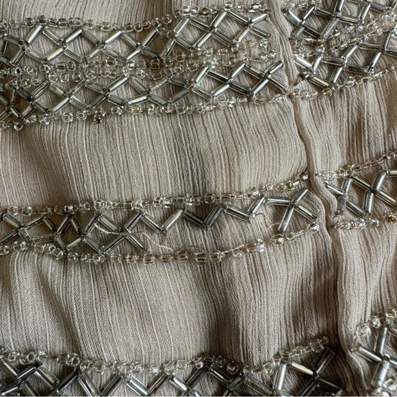 NWT! 5/48 Sequins Chiffon Scoop Neck Dress - Beige and Silver - Picture 7 of 11